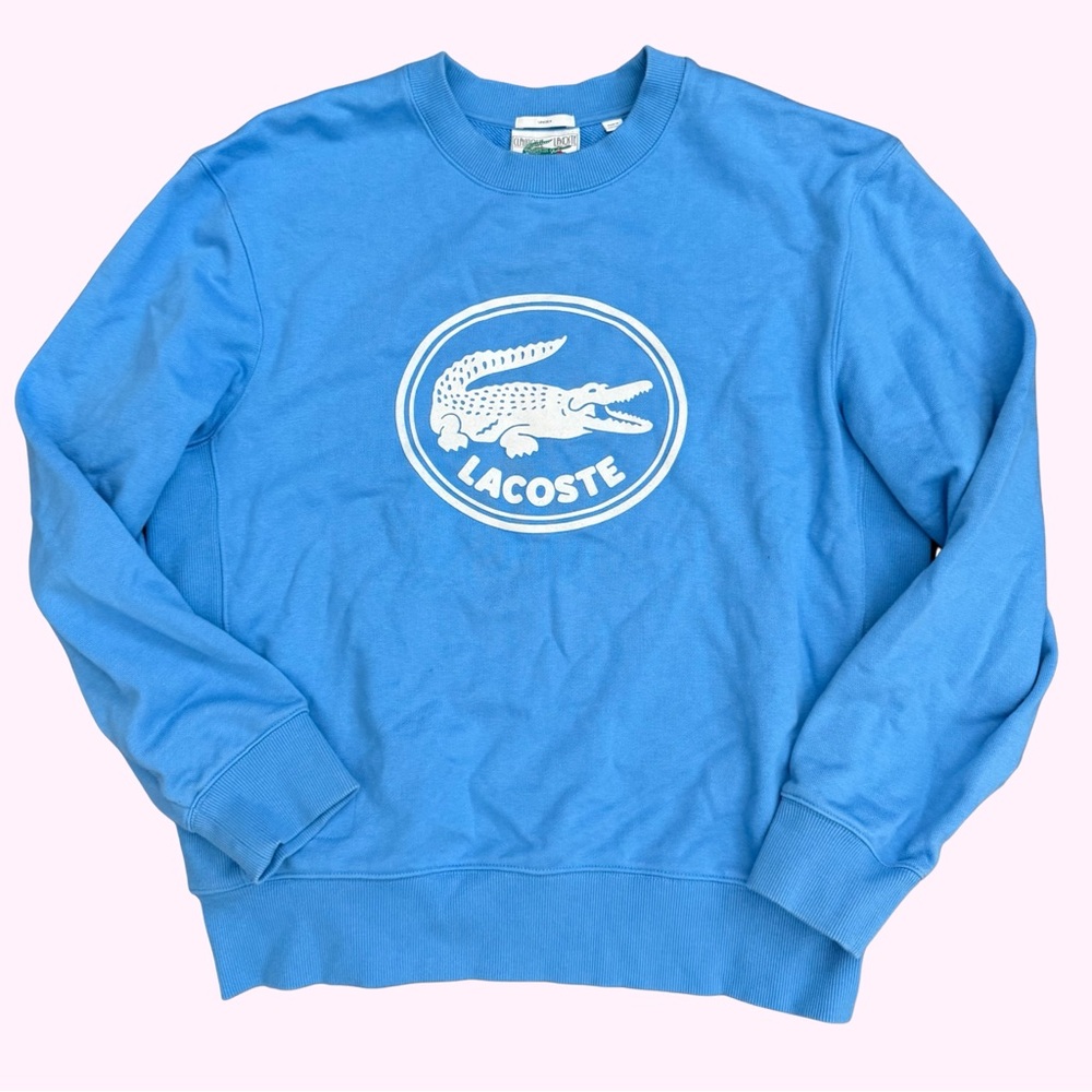 Lacoste Unisex Classique Pastel Baby Blue 100% Cotton Sweatshirt Sz Large
